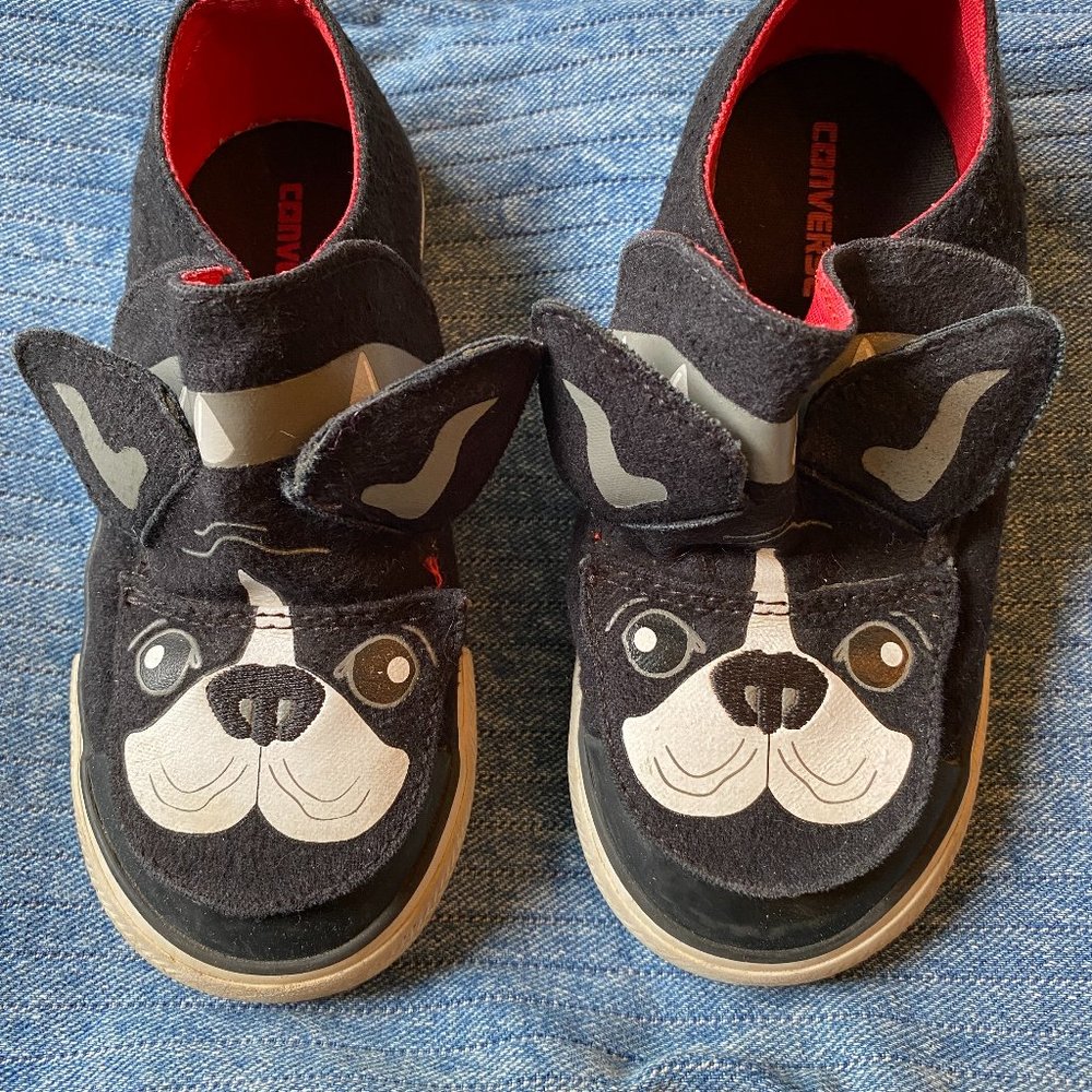 Dog face velcro Converse with flip mouth to show tongue